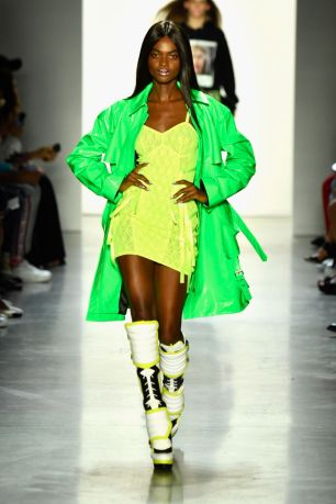 A model walks the runway for Jeremy Scott during New York Fashion Week: The Shows at Gallery I at Spring Studios on September 6, 2018 in New York City.